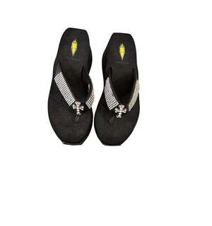 Volatile Women's Rhinestone Cross Platform Wedge Thong Sandals